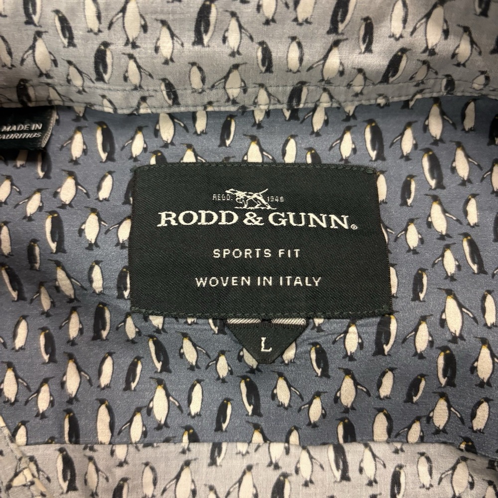 Rodd & Gunn Mens Sports Fit Penguin Print Button Down Shirt Woven in Italy Sz L - Picture 3 of 9